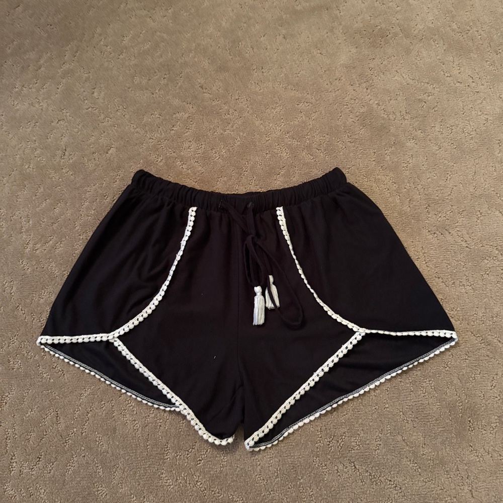 Women's Black Shorts with White Trim
